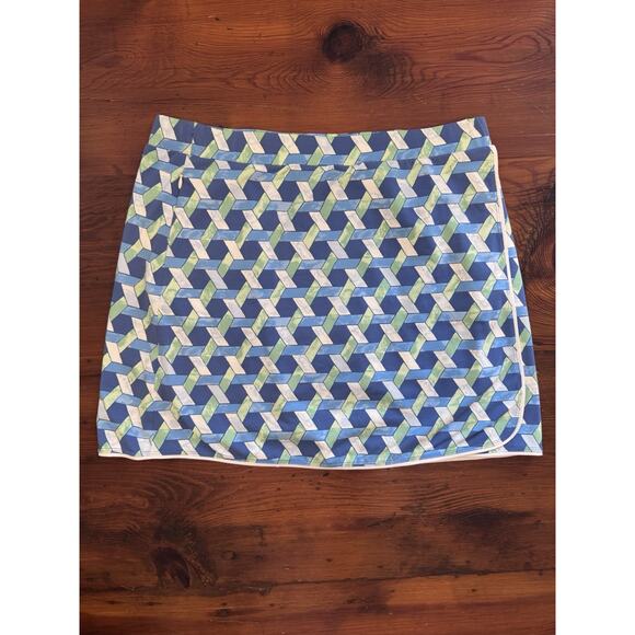 J. McLaughlin Catalina Cloth Skort Blue White Golf Athleisure Stretch Sz L - Picture 12 of 15